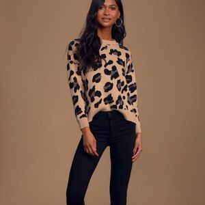 Beige Leopard Knit Sweater M/L
